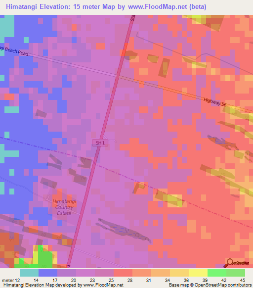 Himatangi,New Zealand Elevation Map