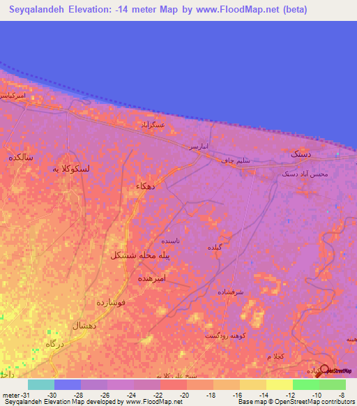 Seyqalandeh,Iran Elevation Map