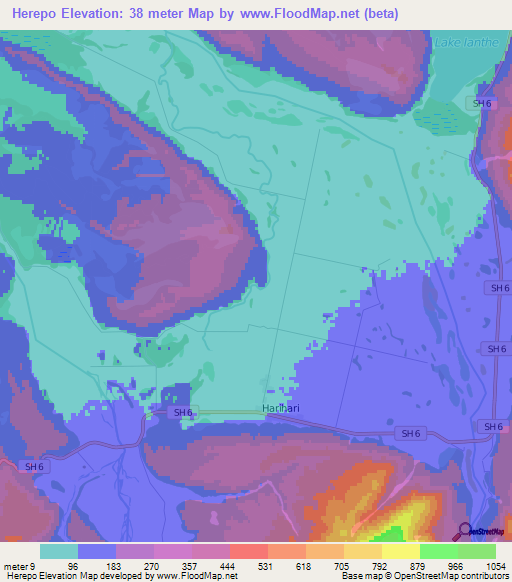 Herepo,New Zealand Elevation Map
