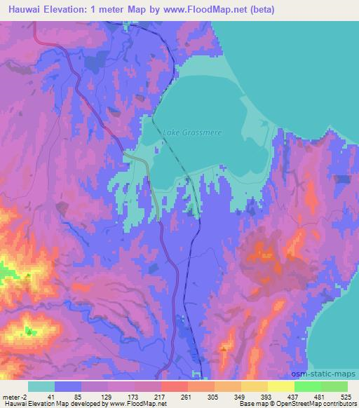 Hauwai,New Zealand Elevation Map