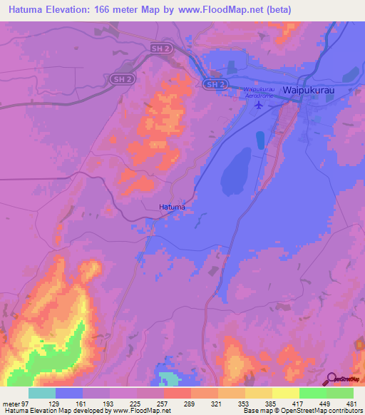 Hatuma,New Zealand Elevation Map