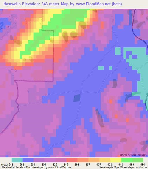 Hastwells,New Zealand Elevation Map