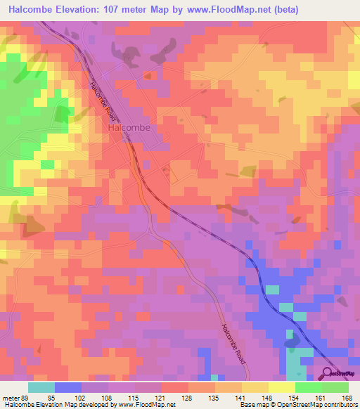 Halcombe,New Zealand Elevation Map