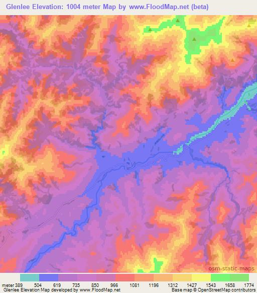 Glenlee,New Zealand Elevation Map