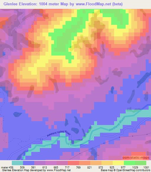 Glenlee,New Zealand Elevation Map