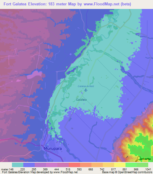 Fort Galatea,New Zealand Elevation Map