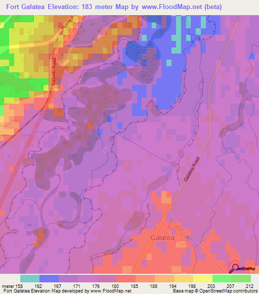 Fort Galatea,New Zealand Elevation Map