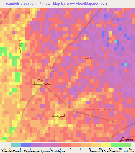 Tasandeh,Iran Elevation Map