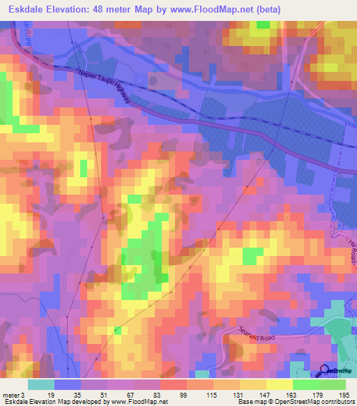 Eskdale,New Zealand Elevation Map