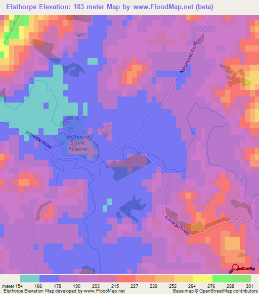 Elsthorpe,New Zealand Elevation Map