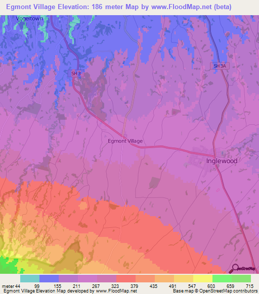 Egmont Village,New Zealand Elevation Map