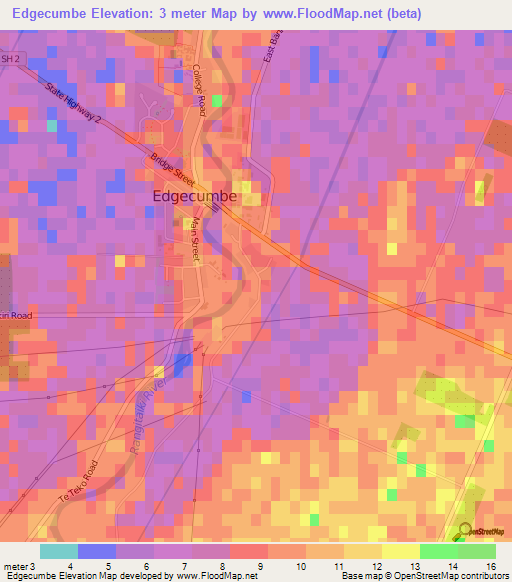 Edgecumbe,New Zealand Elevation Map