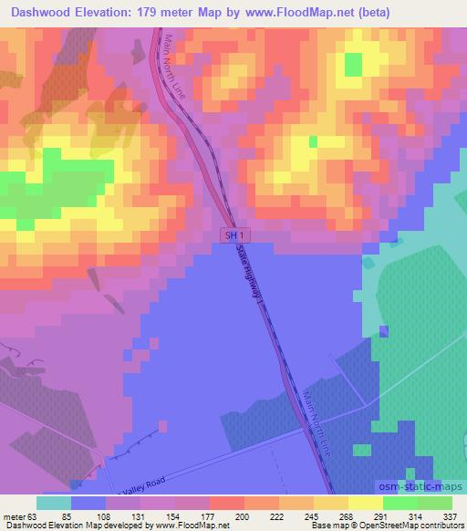 Dashwood,New Zealand Elevation Map