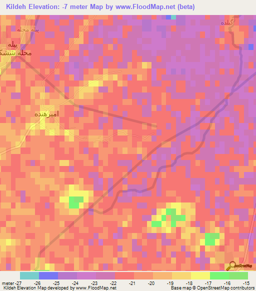 Kildeh,Iran Elevation Map