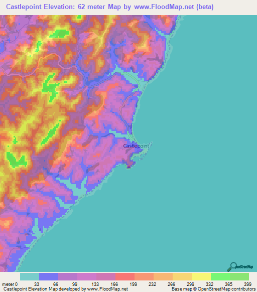 Castlepoint,New Zealand Elevation Map