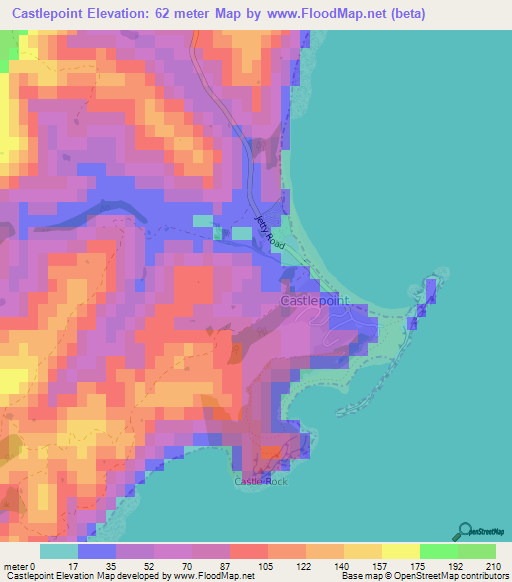 Castlepoint,New Zealand Elevation Map