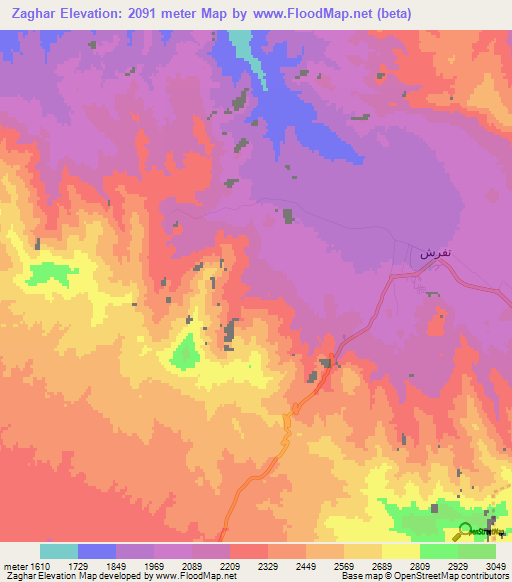 Zaghar,Iran Elevation Map