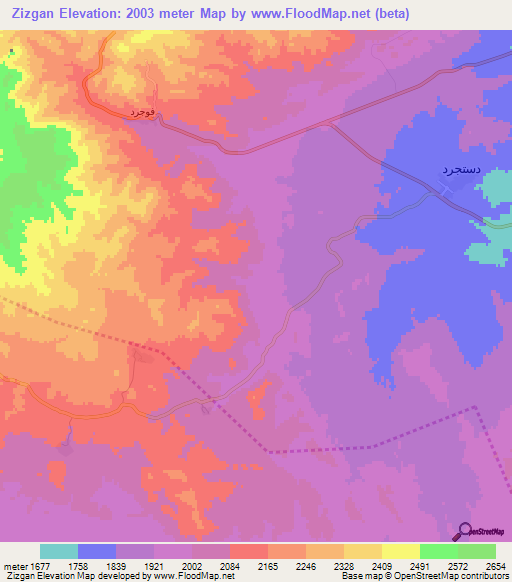 Zizgan,Iran Elevation Map