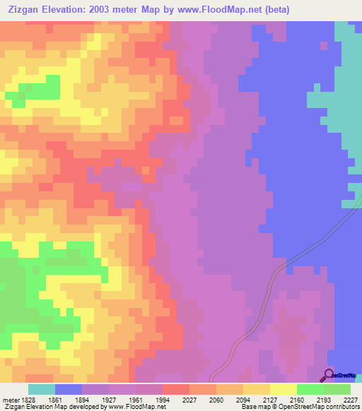 Zizgan,Iran Elevation Map