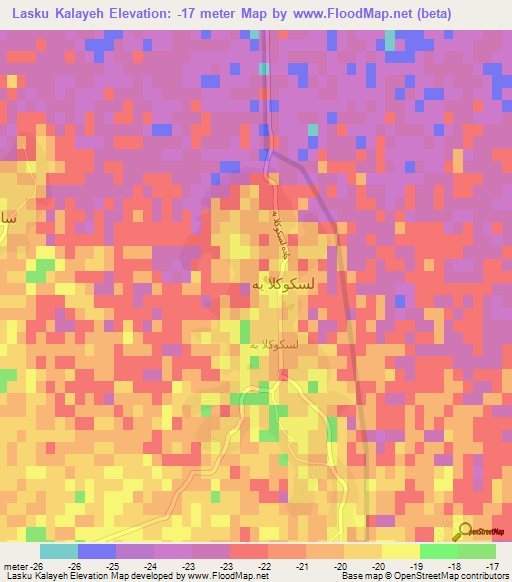Lasku Kalayeh,Iran Elevation Map