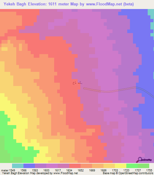 Yekeh Bagh,Iran Elevation Map