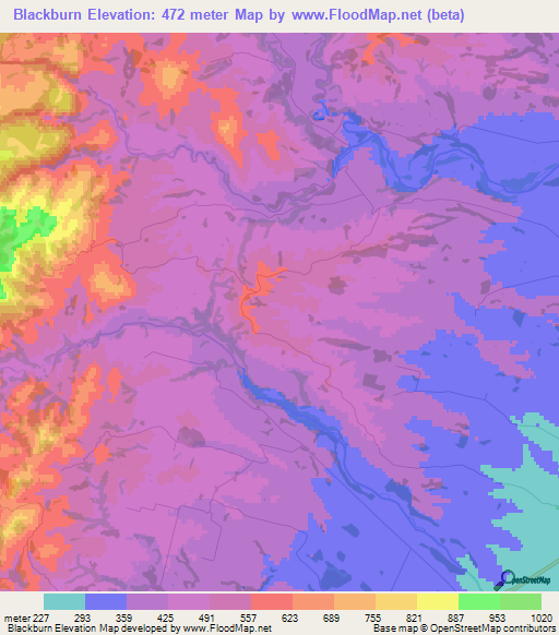 Blackburn,New Zealand Elevation Map
