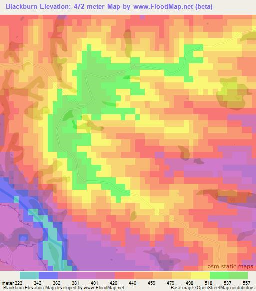 Blackburn,New Zealand Elevation Map