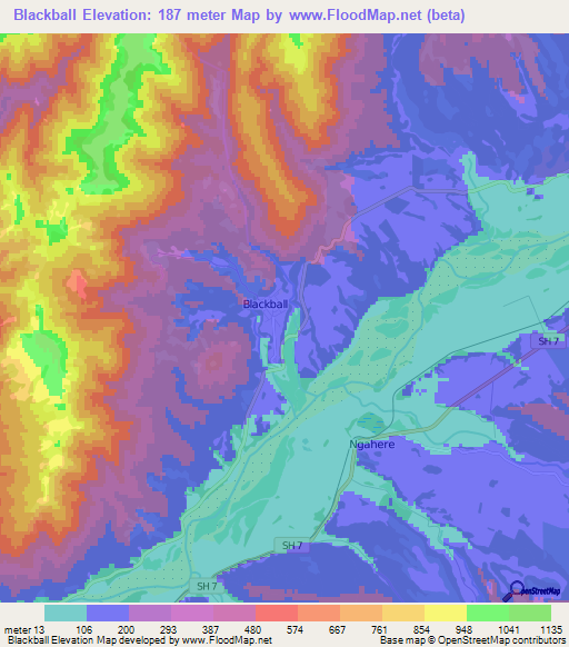 Blackball,New Zealand Elevation Map