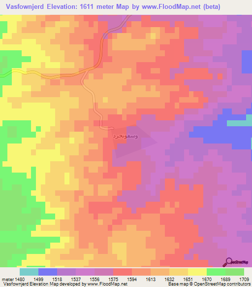 Vasfownjerd,Iran Elevation Map