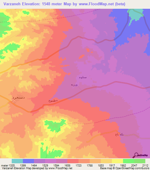 Varzaneh,Iran Elevation Map