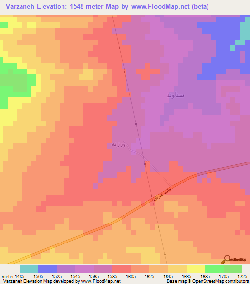 Varzaneh,Iran Elevation Map
