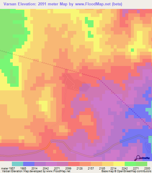 Varsan,Iran Elevation Map