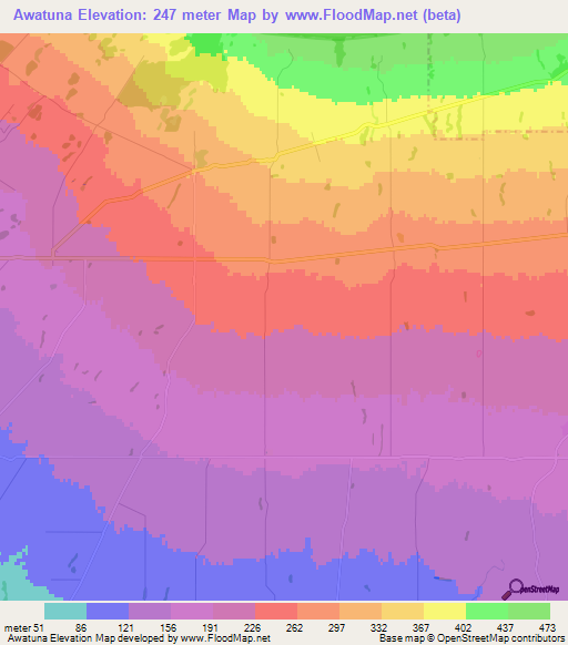 Awatuna,New Zealand Elevation Map
