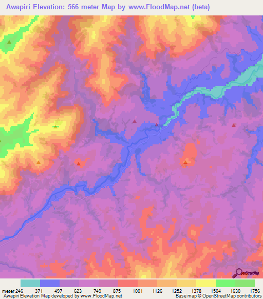 Awapiri,New Zealand Elevation Map