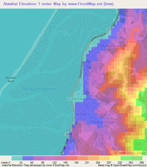 Atawhai,New Zealand Elevation Map