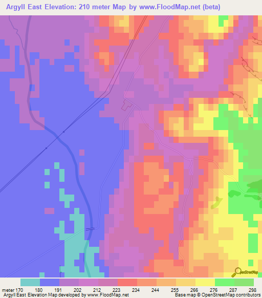 Argyll East,New Zealand Elevation Map