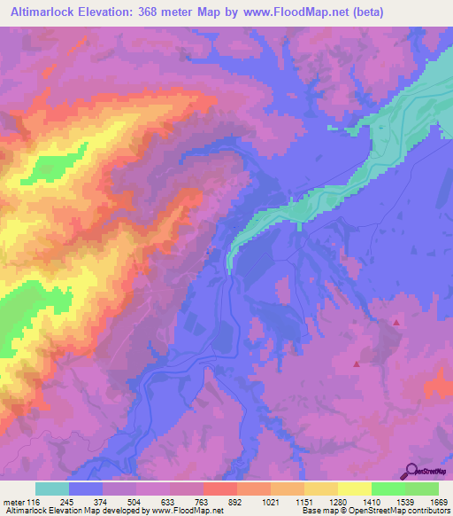 Altimarlock,New Zealand Elevation Map