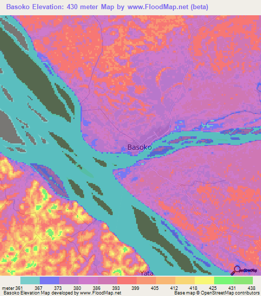 Basoko,Congo (Kinshasa) Elevation Map