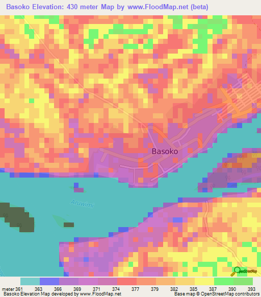 Basoko,Congo (Kinshasa) Elevation Map