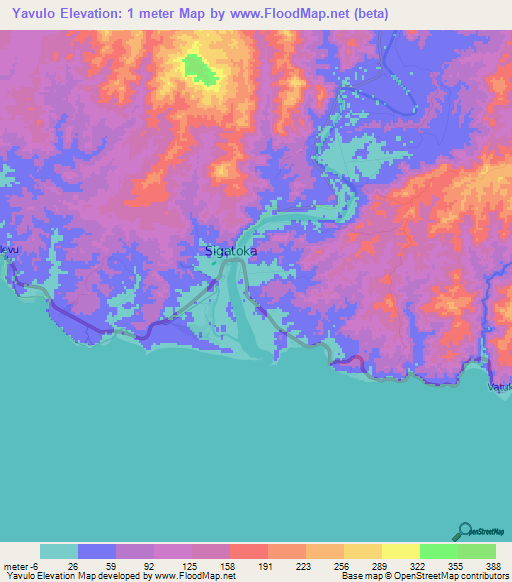 Yavulo,Fiji Elevation Map