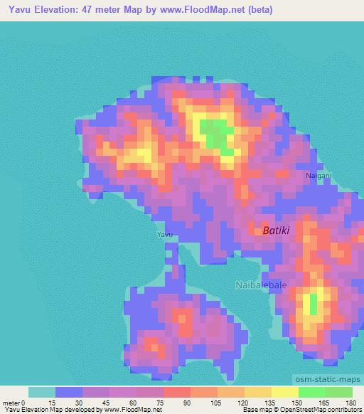 Yavu,Fiji Elevation Map
