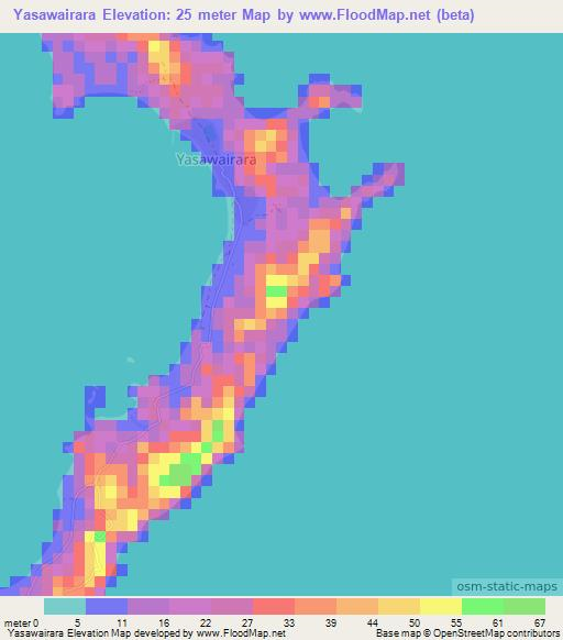 Yasawairara,Fiji Elevation Map