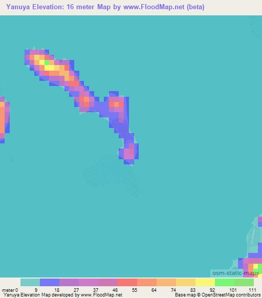 Yanuya,Fiji Elevation Map