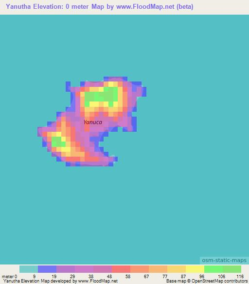 Yanutha,Fiji Elevation Map
