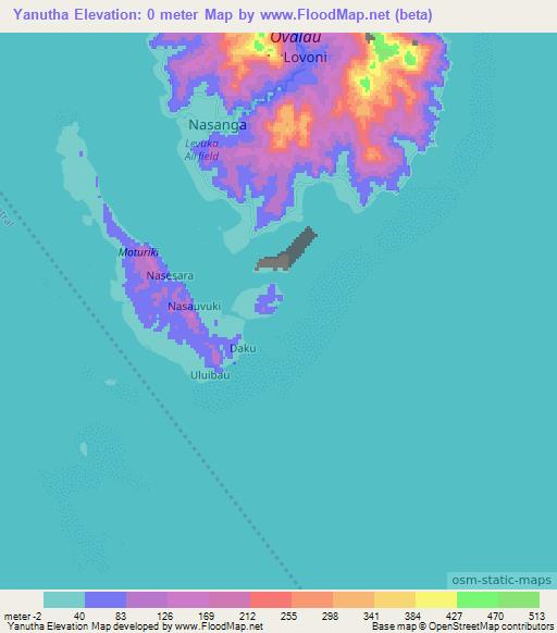 Yanutha,Fiji Elevation Map
