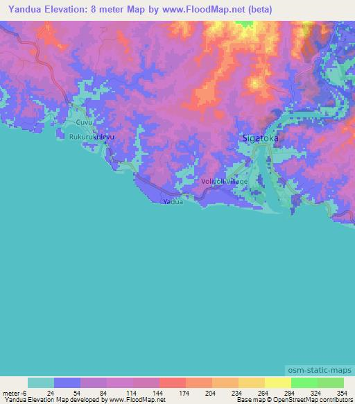 Yandua,Fiji Elevation Map