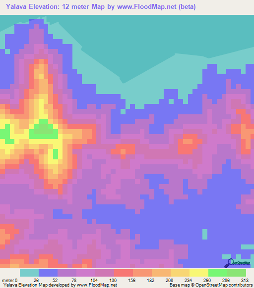 Yalava,Fiji Elevation Map
