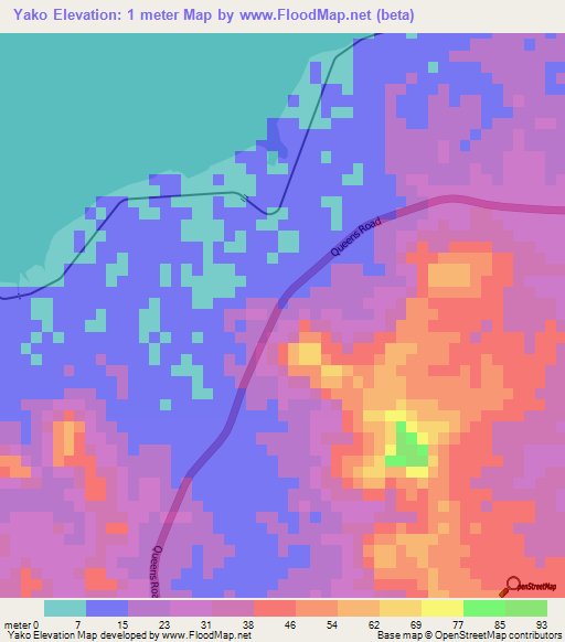 Yako,Fiji Elevation Map