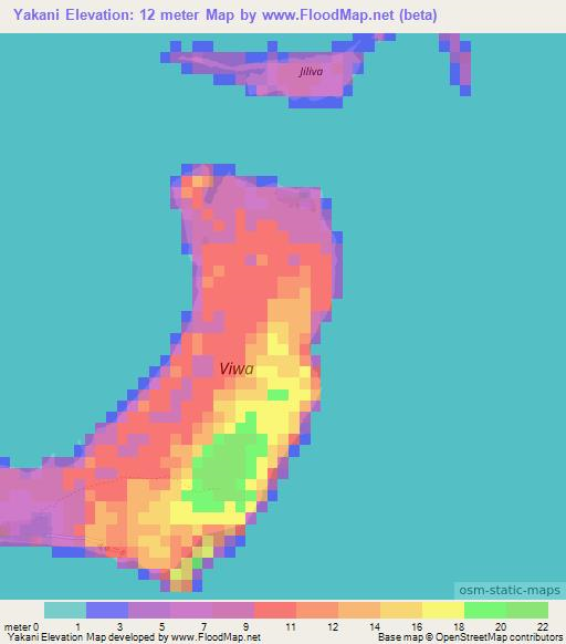 Yakani,Fiji Elevation Map