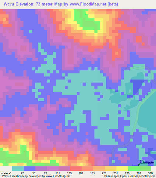 Wavu,Fiji Elevation Map